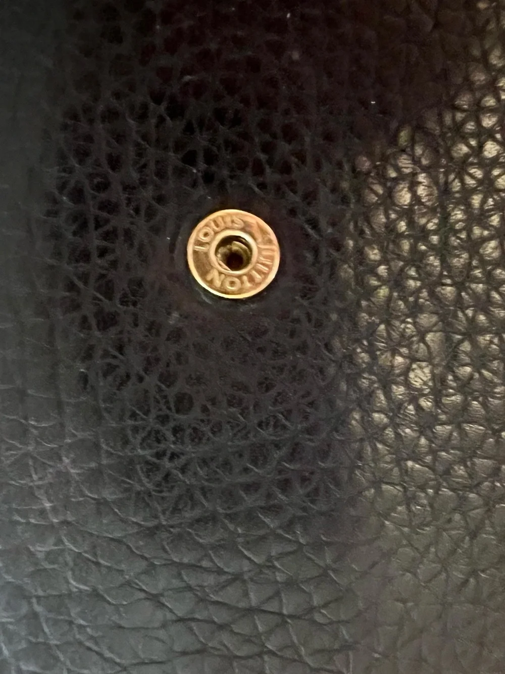 Louis Vuitton Black Pebbled Leather Compact Wallet with Gold LV Emblem - Picture 5 of 16